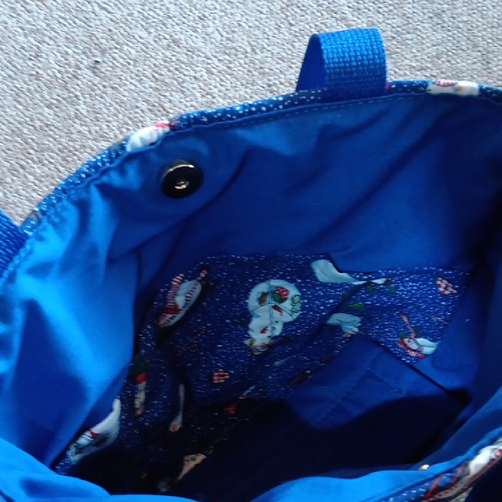Festive Blue and White Winter Tote Bag - Picture 5 of 9